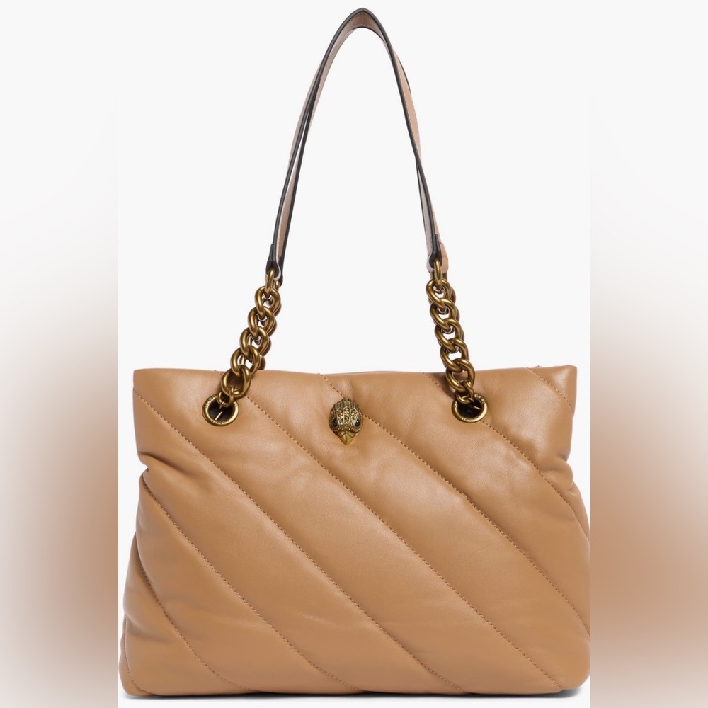 Kurt Geiger London Quilted Leather Shopper Tote Bag in Camel